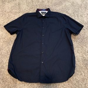 Men’s Denim & Flower Short Sleeve Shirt Black/Red